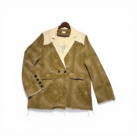 POL Jackets & Blazers - POL Olive Green Paisley Mixed Media Western Blazer Jacket Women’s Size L